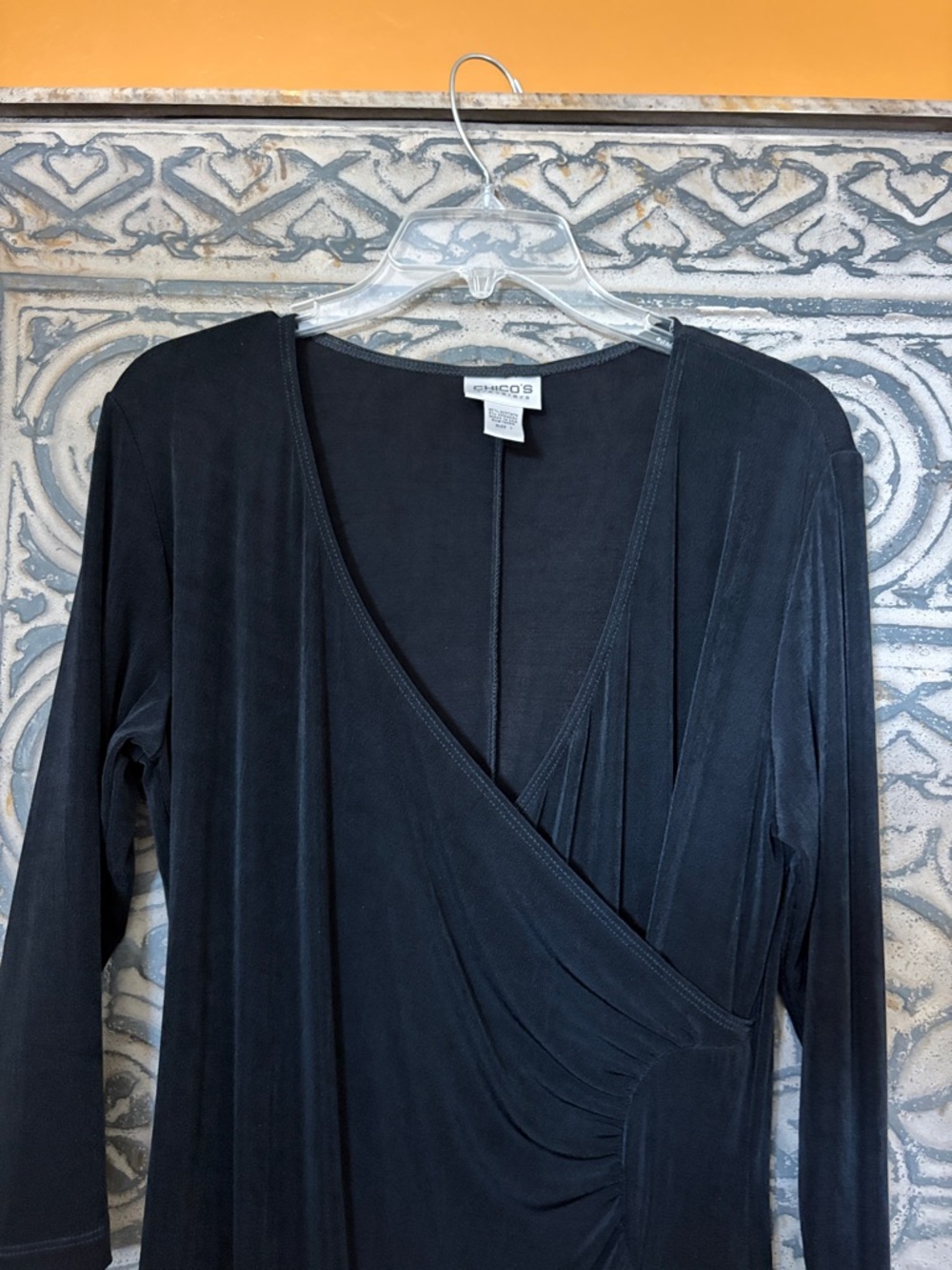 Chico's Travelers Black Classic Knee-Length Dress Size1-(8/10 M) - Picture 7 of 9